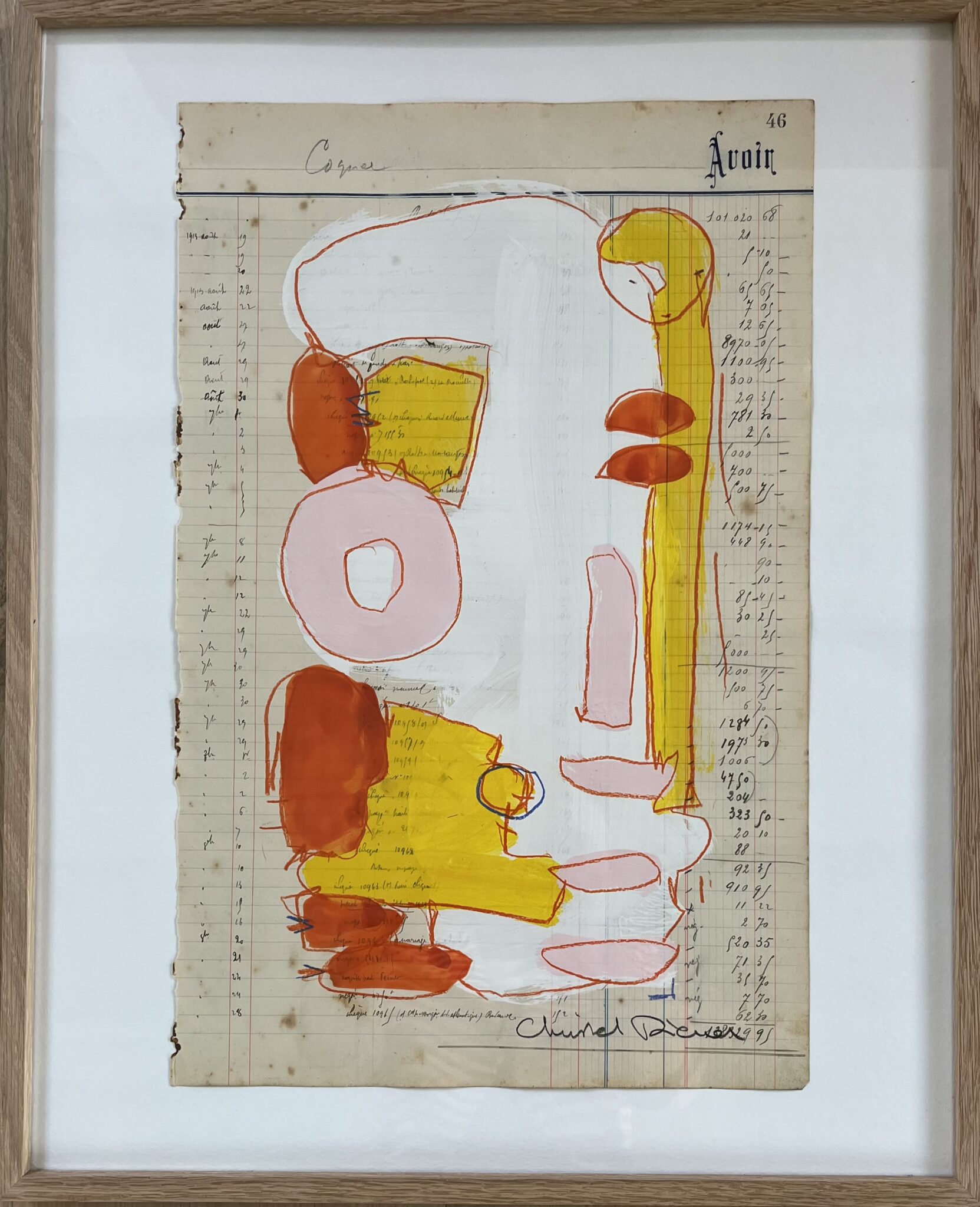 Sans titreAcrylique et crayon gras sur page de livre42 x 52 cm encadré ( œuvre 27,5 x 42,5 cm )2025