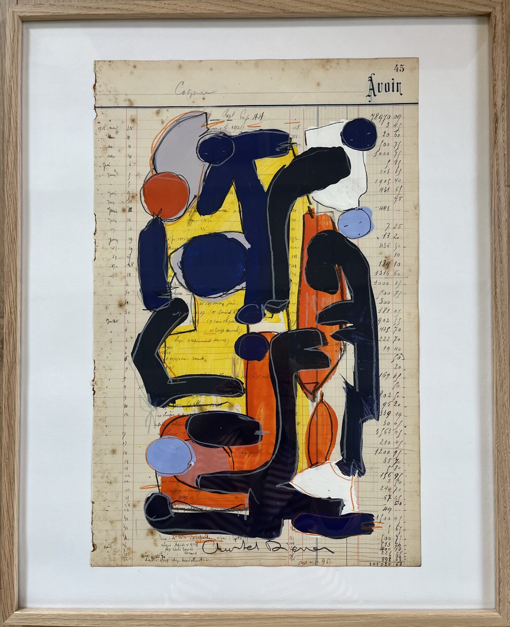 Sans titreAcrylique et crayon gras sur page de livre42 x 52 cm encadré ( œuvre 27,5 x 42,5 cm )2025